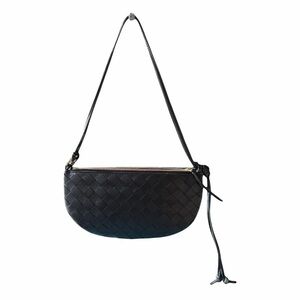 Bottega Veneta Black Leather Gemellini Intrecciato Double Pouch Shoulder Bag